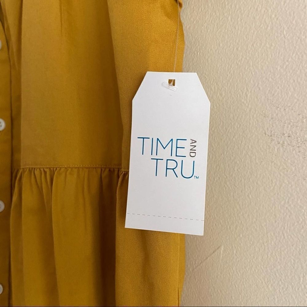 Time and Tru Tiered Peplum Mustard Top Small - Picture 4 of 9